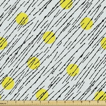 Ambesonne Abstract Fabric by the Yard Upholstery, Yellow Sketchy Polka Dots, 10 Yards, Yellow Pearl Black
