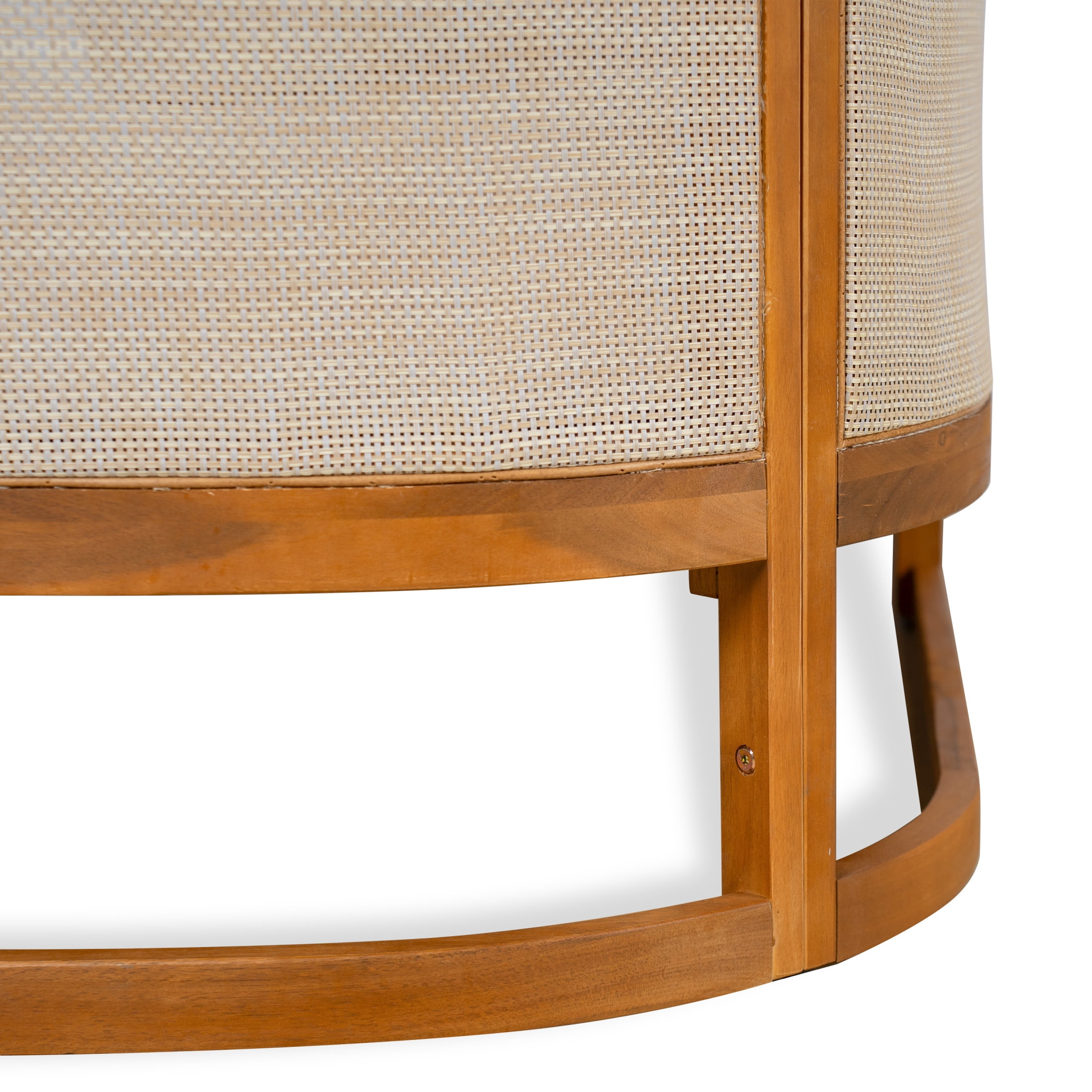 Christopher Knight Home Outdoor 3-Seat Sofa with Curved Acacia Wood Frame & Textilene Upholstery, Teak+Beige