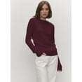 thumbnail image 5 of Women'S Basic Crewneck Sweater Long Sleeve Round Neck Pullover Dark Red L, 5 of 6