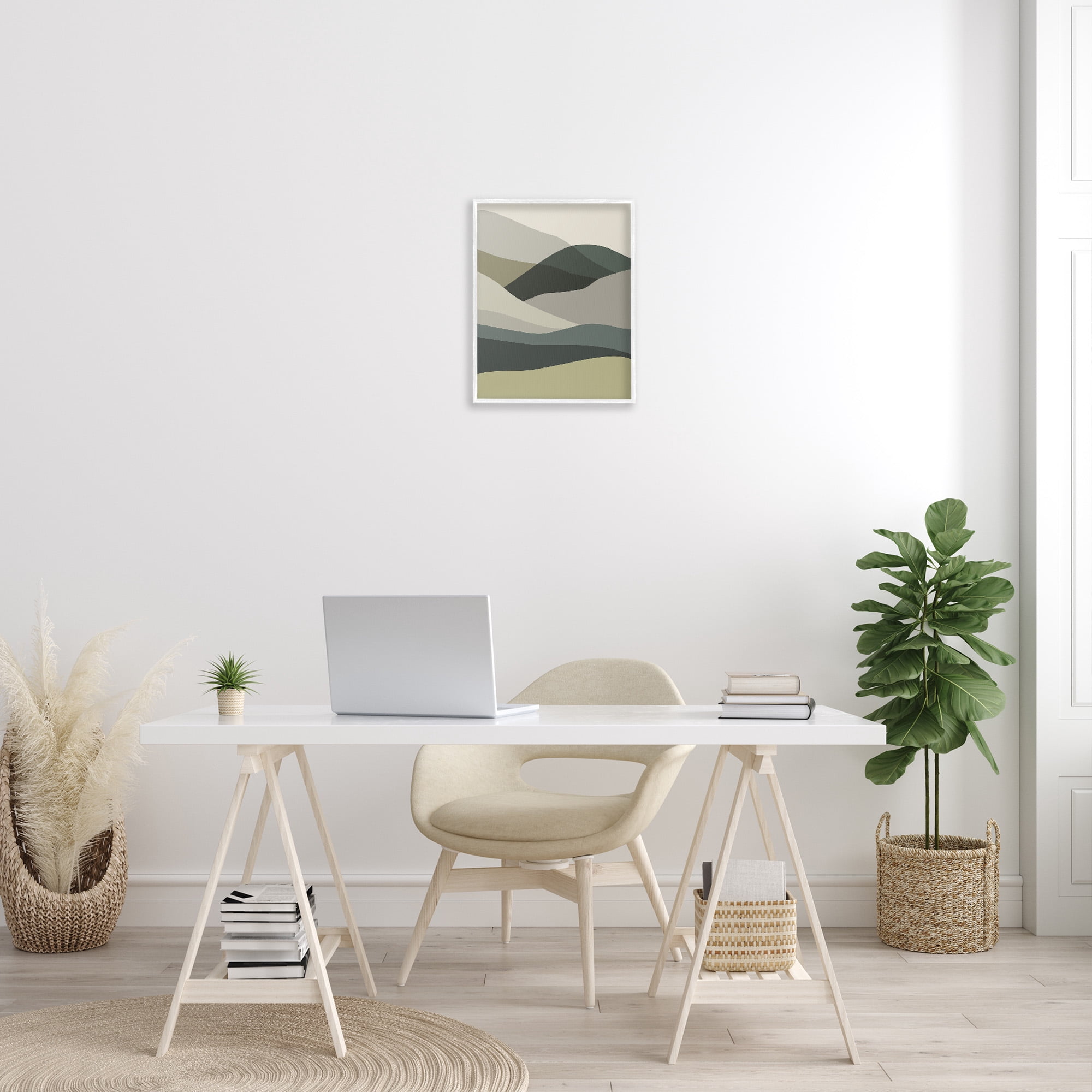 Stupell Industries Abstract Alternating Hills Landscape Painting White Framed Art Print Wall Art, 16 x 20