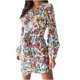 thumbnail image 1 of Vestido con cordones estampado de manga larga con cuello en V informal de moda de otoño para mujer Fridja  yut4084, 1 of 8