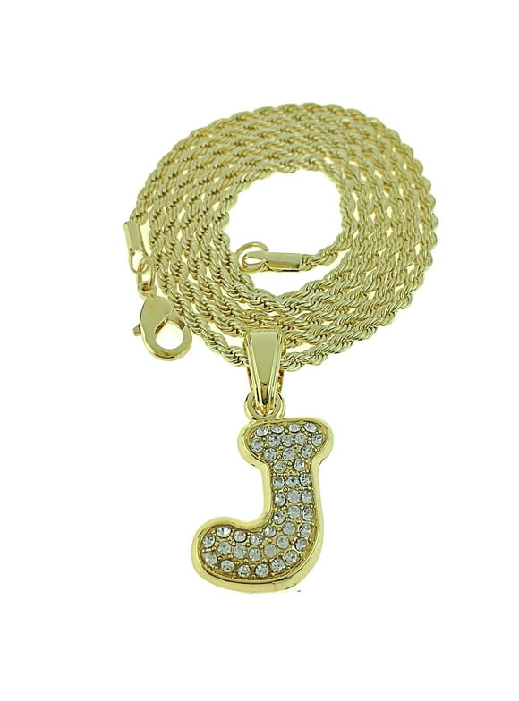 Letter J Necklace Gold