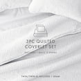 thumbnail image 6 of Noble Linens 3 Piece White Floral Stitch Quilt Set, Queen / Full, 6 of 7