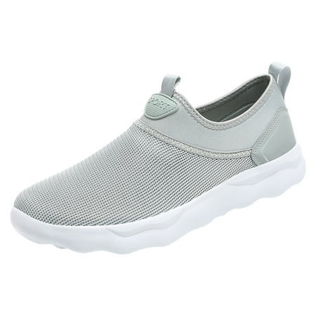 

ZIZOCWA Women S Slip On Sneakers Summer Simple Solid Color Mesh Breathable Comfortable Thick Soft Sole Casual Shoes for Walking Running Grey Size39