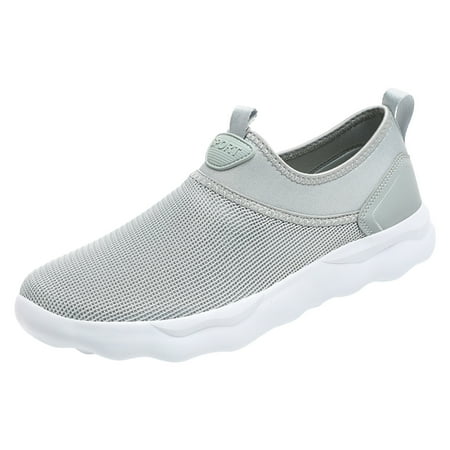 Sngxgn Men s Mesh Sneakers Slip on Walking Shoes Breathable Comfort Casual Athletic(Grey 9)