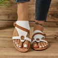 thumbnail image 5 of MLCDZ Women's Leather Cross Strap Flat Flip Flops Slide Sandals Comfortable Toe Ring Non-Slip Thong Beach Sandals for Travel Vacation Shopping Casual Comfy Flat Sandals Slipper White 37, 5 of 9