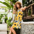 thumbnail image 2 of Balery Blue Striped Sunflower Vestidos de verano para mujer con estampado: vestido holgado sin mangas, vestido playero informal y cómodo para días calurosos., 2 of 7
