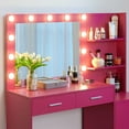 thumbnail image 5 of Vanity Desk with Mirror and Lights, 46.4IN Dressing Table with 2 Large Drawer&Large Vertical Organizer, 3 Level Dresser & 3 Lighting Modes Adjustable Brightness, Suitable for Bedroom, 5 of 6