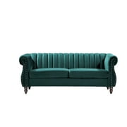 Capri Velvet Chesterfield 76.4 Rolled Arms Sofa