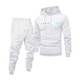 thumbnail image 2 of PARIS Men's Winter 2-Piece Casual Set, Printed Hooded Sweatshirt and Sweatpants, Sportswear Lounge Outfit For Street Style and Daily Use,White,3XL, 2 of 5