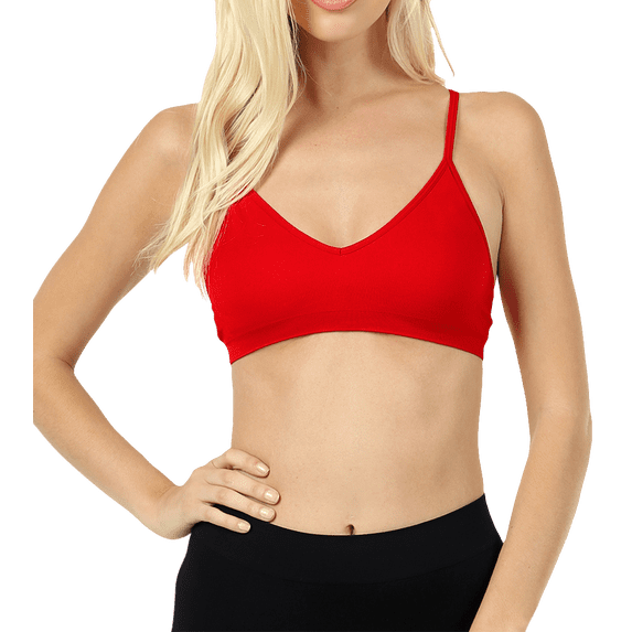 Women V-front bandeau Sports Bra with adjustable straps and removable bra pads