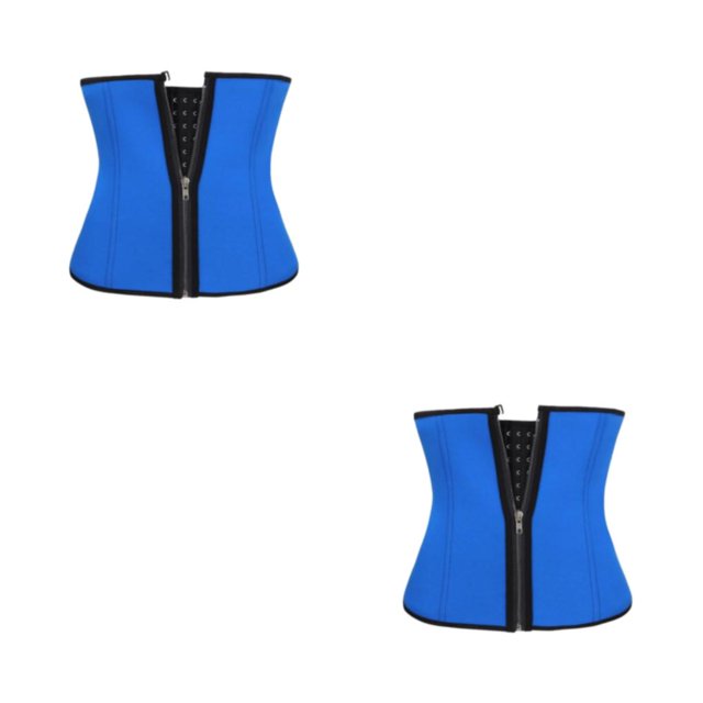 Guardurnaity Entrenador de cintura de 3 filas para niñas, chaleco de realce para banquete, Control del vientre, corsé de modelado adelgazante, Azul S 2piezas