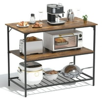 CL.HPAHKL 3 Tier Kitchen Island with Storage Shelves, Kitchen Counter Baker Rack for Baking & Organizing, Brown