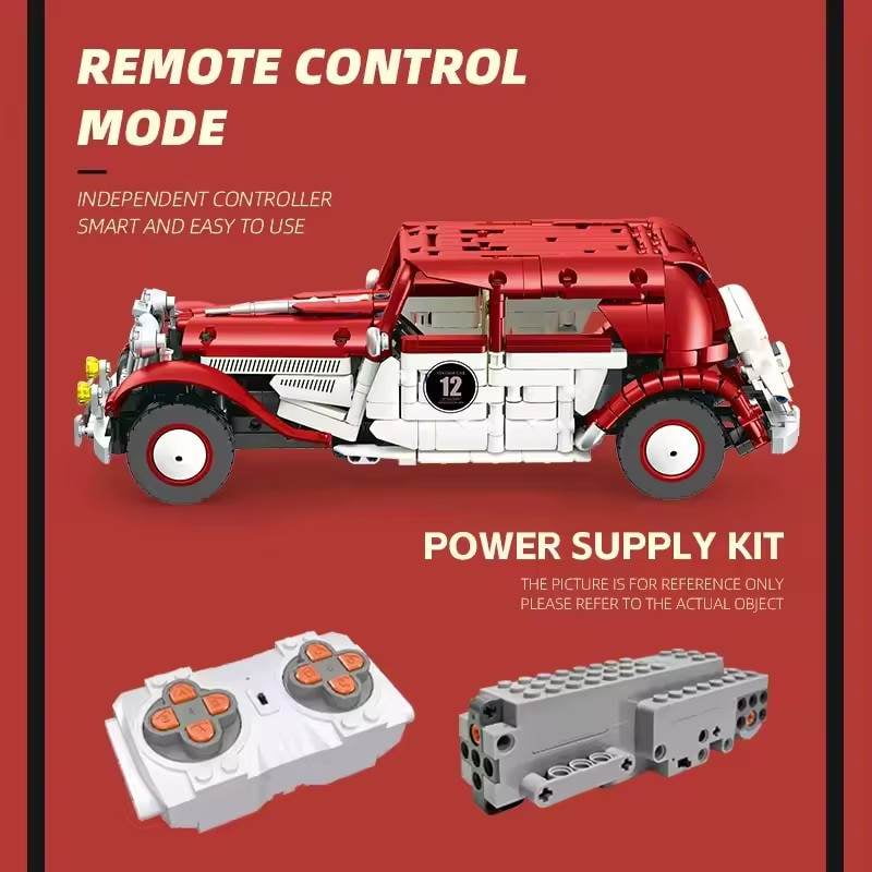 GZBrick Remote & Bluetooth Control Vintage Car Building Sets Compatible with Lego Car Model Desktop Decor  for Adults 916PCS