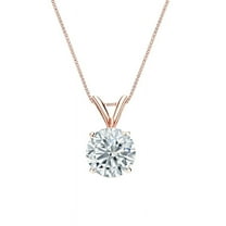 JeenMata Solitaire 1 Carat Round Shape Moissanite Pendant Necklace In 18K Rose Gold Plating Over Silver