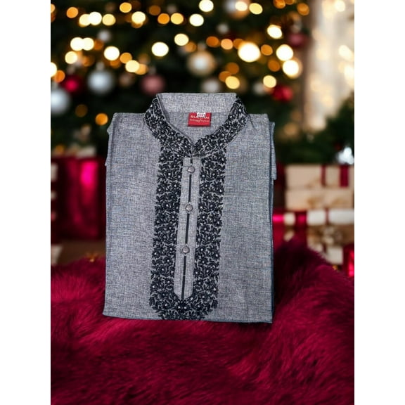 Dark Gray, Soft Cotton Traditional Boys Kurta, 013