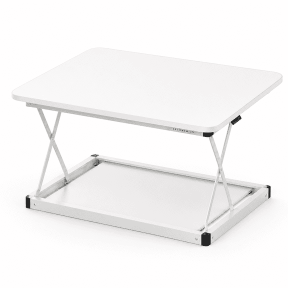 Uncaged Ergonomics CHANGEdesk Mini Compact Standing Desk Converter, 27.5 x 19.5 in., 4 Heights, Fully Assembled, White