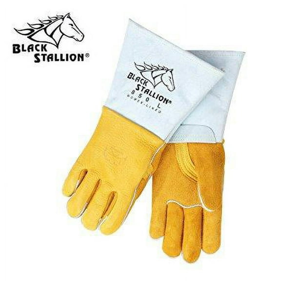 Black Stallion 850 Elkskin Stick Glove with Nomex Lined Back, Medium