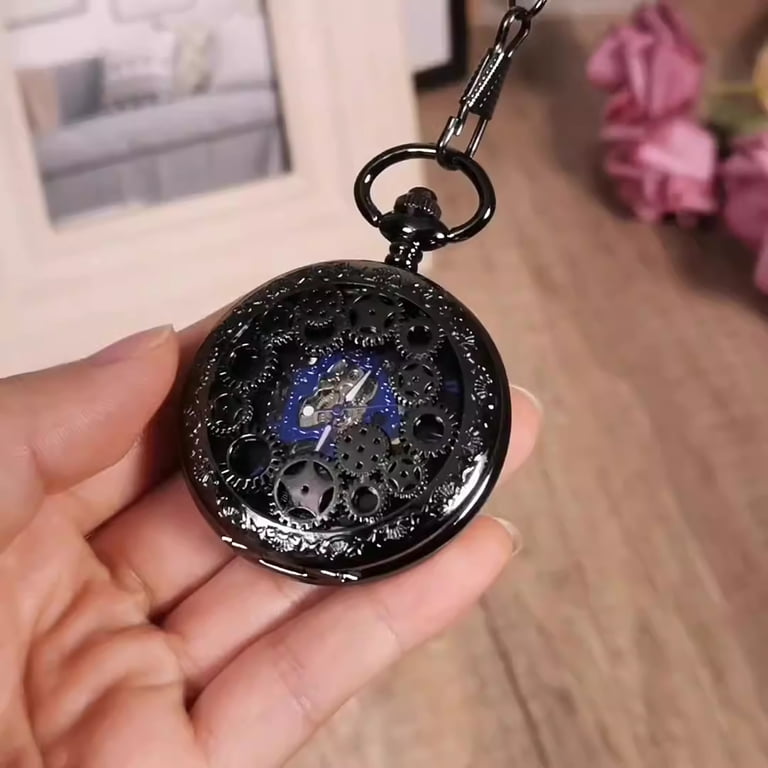 Skeleton Pocket Watch with Roman Numerals Mechanical  display picture 3