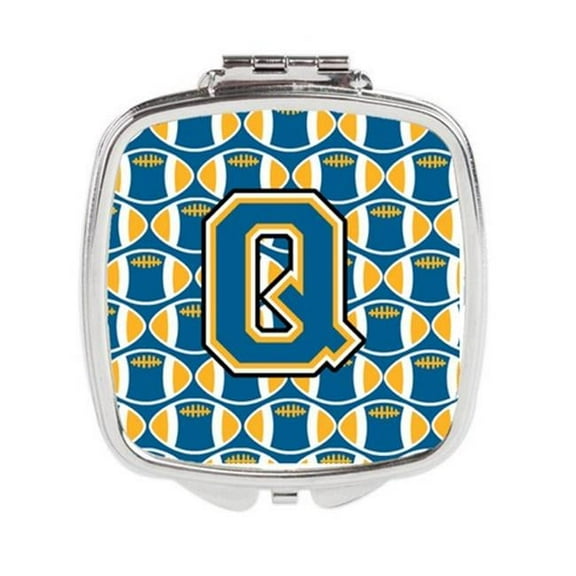 Carolines Treasures Letter Q Football Blue & Gold Compact Mirror