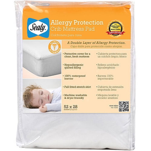 sealy allergy protection crib mattress pad cover with organic cotton top