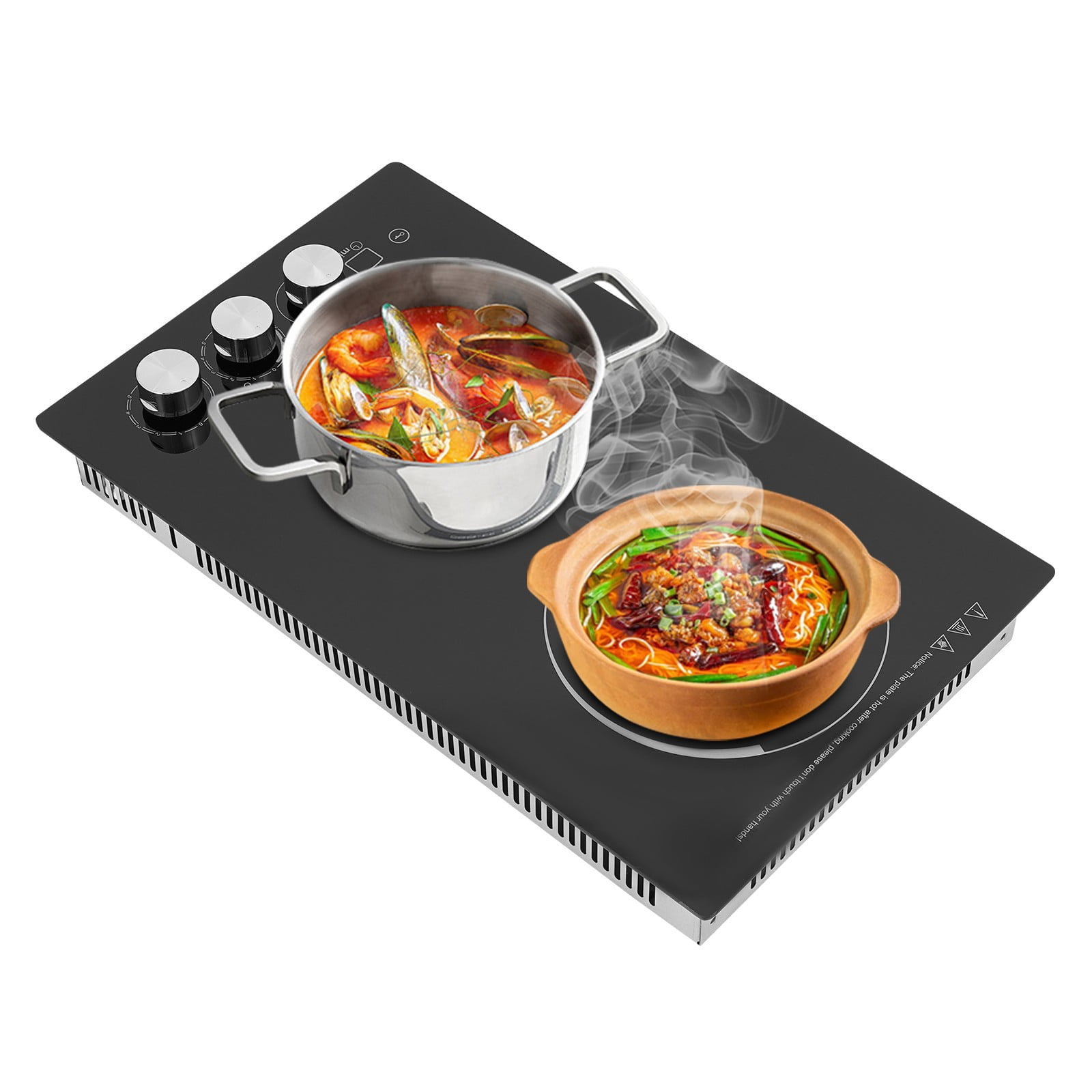 ToppiJoy 2 Burners Electric Ceramic Cooktop, Electric Stove Top Firepower Gears Adjustable with LED Display Safety Lock, for Kitchen Hotel Restaurant