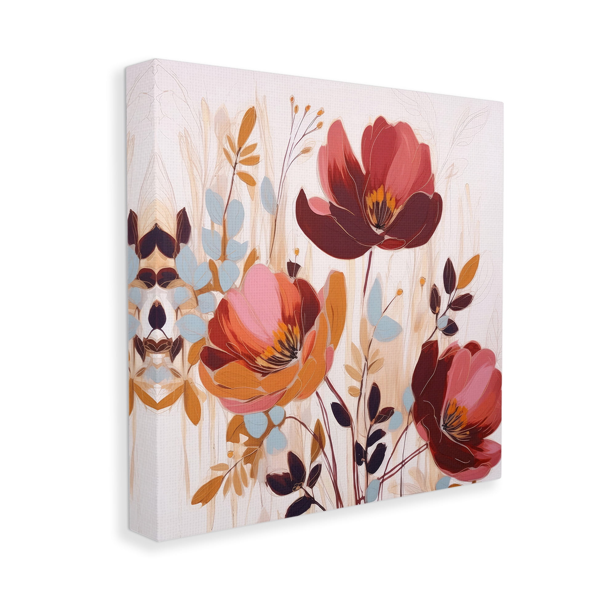 Stupell Industries Red Modern Roses Botanical & Floral Painting Gallery Wrapped Canvas Art Print Wall Art, 36 x 36