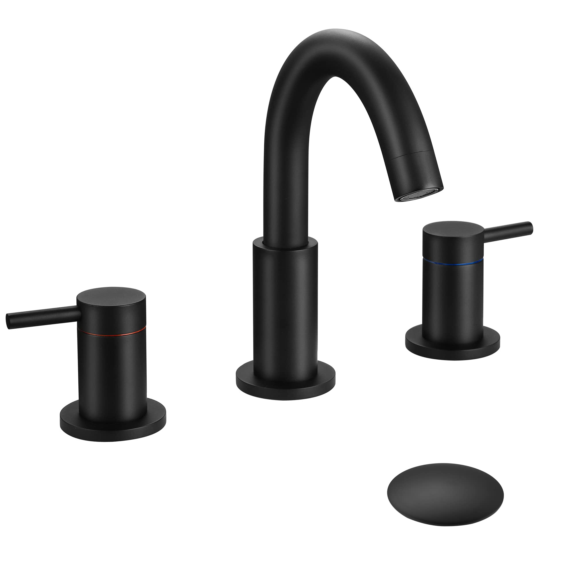 Matte Black Bathroom Faucet ,Two Handle 8 inch Widespread Bathroom Sink Faucet Gold with Popup