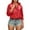 Red, variant on Women's Half Zip up Distressed Denim Drawstring Hoodie Sweatshirt Jacket Long Sleeve Outerwear Cowl Neck Streetwear with Pockets(Red, Size 2XL)