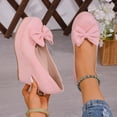 thumbnail image 2 of Pink Womens Block Heel Shoes Round Toe High Heel Thick Sole Comfortable Non Slip Soft Sole Bow Durable Lightweight Breathable All Day Walking Use, 2 of 9