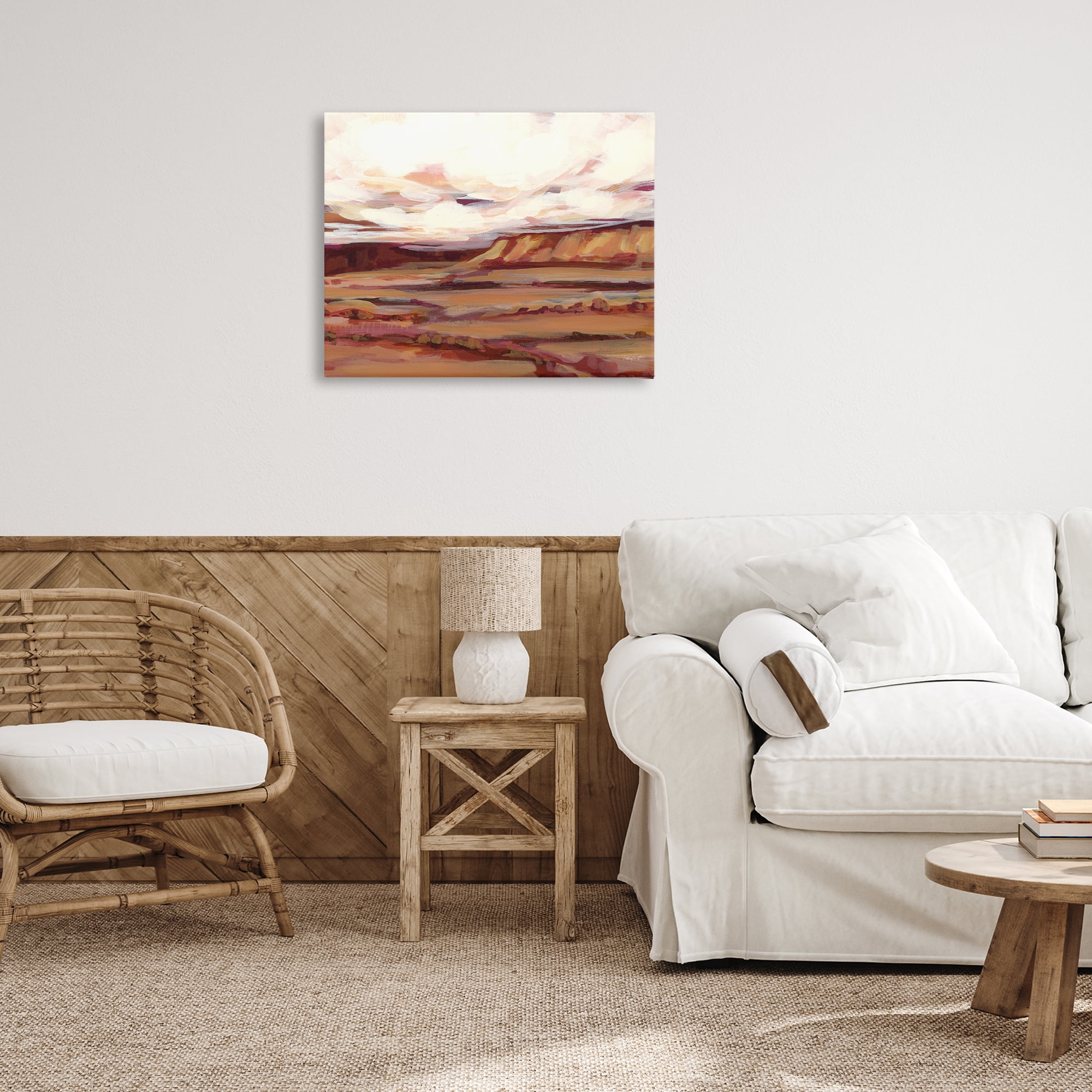 Stupell Industries Mauve Mesa Landscape Landscape Painting Gallery Wrapped Canvas Art Print Wall Art, 30 x 24