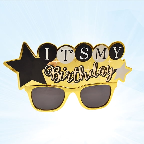 MLINS Golden Birthday Glasses with Funny Design for and Photo Props PC AC Material