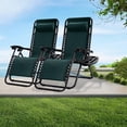 thumbnail image 5 of Set of 2 Zero Gravity Lounge Chair, Adjustable Steel Recliners, Mesh Breathable Camping Chair with Pillows and Cup Holder Trays for Deck, Beach, Balcony, Yard, Forest Green, 5 of 5