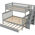 thumbnail image 6 of Gray Twin Over Full Bunk Bed With Staircase & Trundle - Elegant Bed, Practical Functionality Storage And Staircase, Comfortable Sleep, 6 of 6