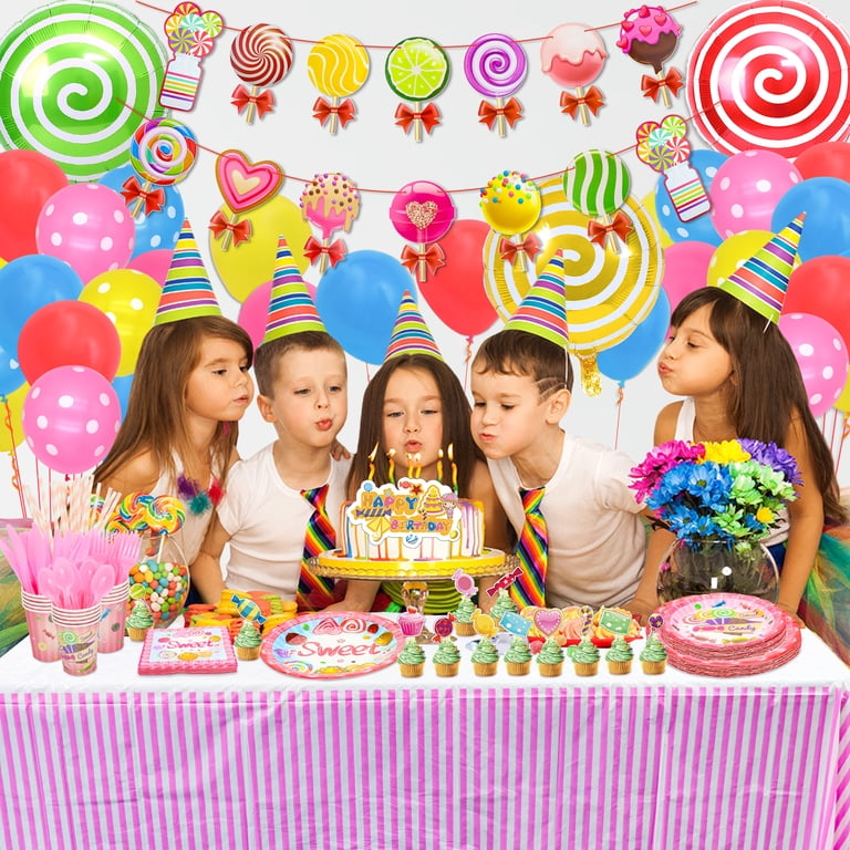 Pink Glitter Candy Birthday Cake Topper - Candyland Theme Party Decorations For Girls, Baby Showers & Birthdays