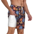 thumbnail image 3 of Picia Leaves Flower pattern Mens Swim Trunks with Compression Liner Stretch Beach Shorts Quick Dry with Zipper Pockets No-Chafing Board Shorts-Large, 3 of 9