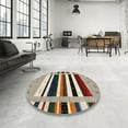 thumbnail image 4 of Ahgly Company Machine Washable Indoor Square Contemporary Brown Area Rugs, 7' Square, 4 of 7