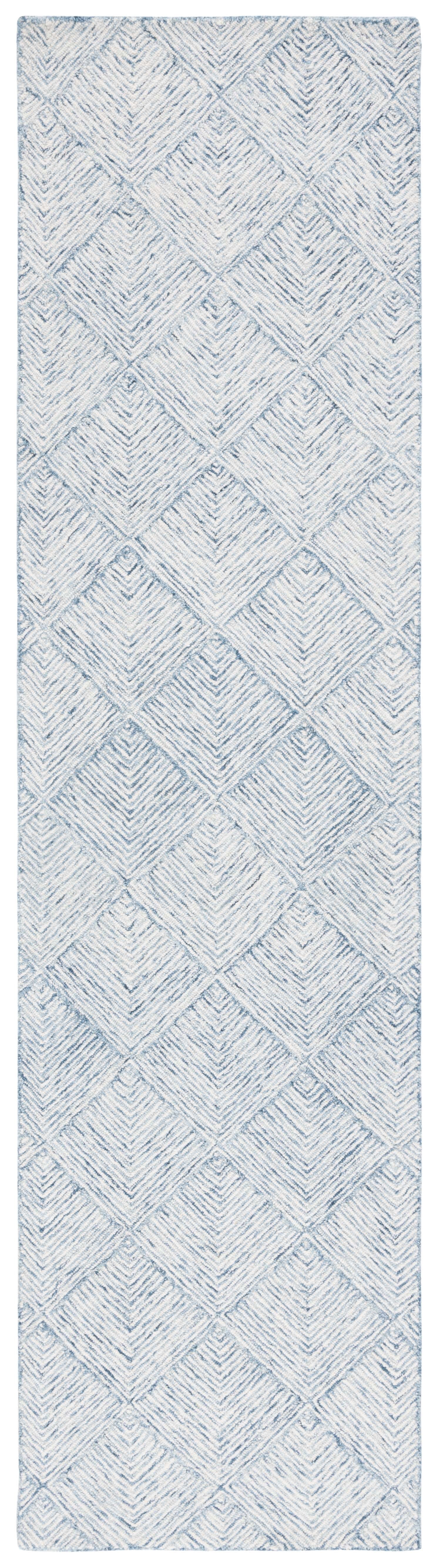 SAFAVIEH Abstract Trent Geometric Runner Rug, Blue/Ivory, 2'3" x 9'
