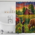 thumbnail image 2 of Shower Curtain Bathroom Set Farm Sunflowers Cow Cock Waterproof Fabric Shower Curtains with Grommets&Hooks, Red Barn Truck Privacy Bath Curtain for Bathtub 72x72in, 2 of 9