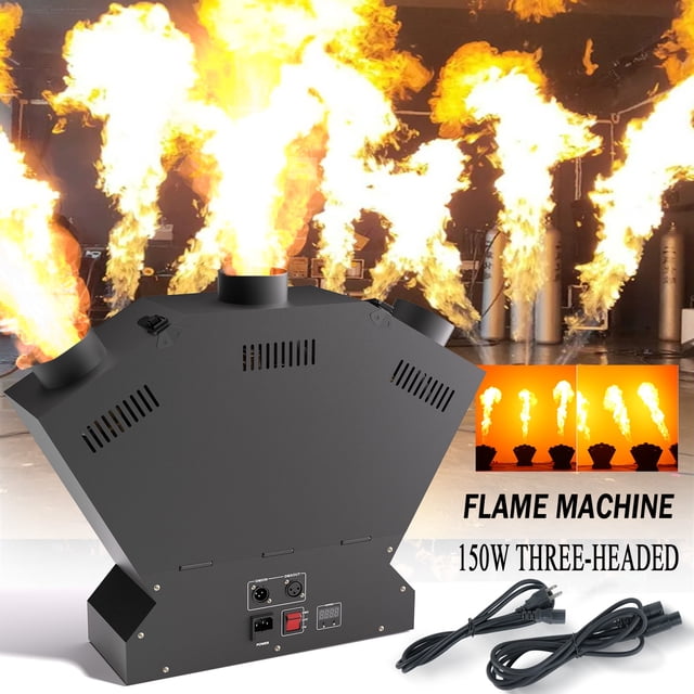 Three-Headed Flame Machine,150W Stage Flame Thrower Real Flame Machine DMX512 Control for Concert Performance Party