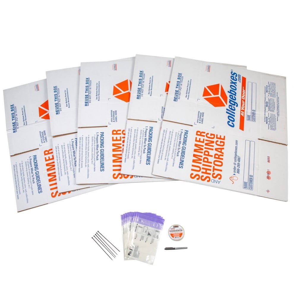 U-Haul Collegeboxes College Student Moving & Shipping Kit - Includes 5 Heavy-Duty 24" x 16" x 18" Boxes, 1 Roll of Tape, 10 Shipping Label Pouches, 5 Zip Ties, and 1 Marker