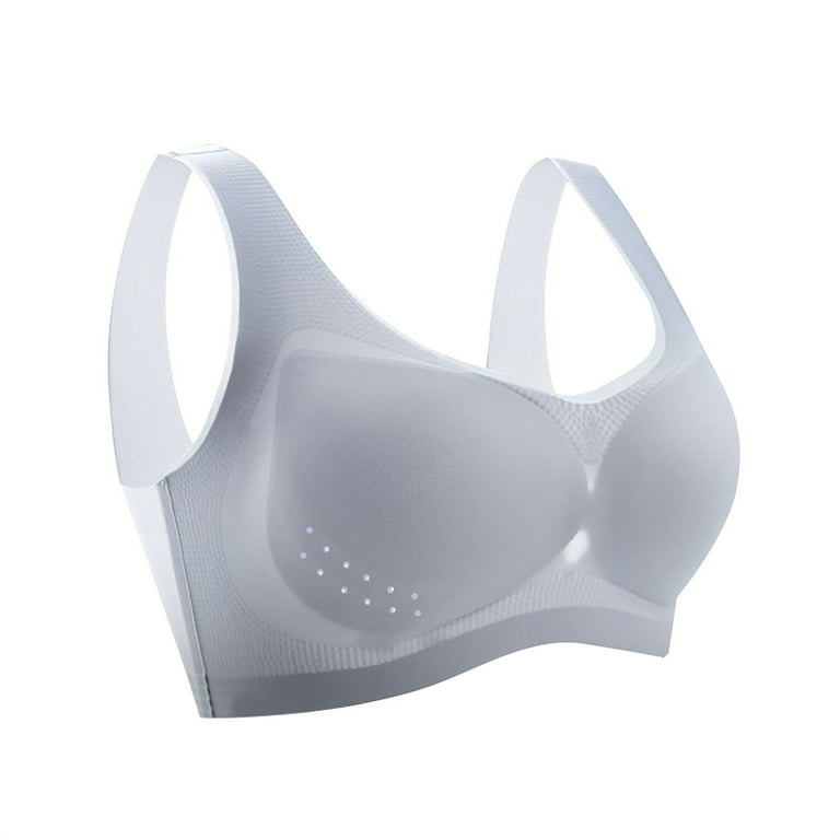 TQWQT Ultra-thin Ice Silk Bra Thin Silk Seamless Bra Wireless Underwear  with Removable Pad for Women Breathable,Light Gray M