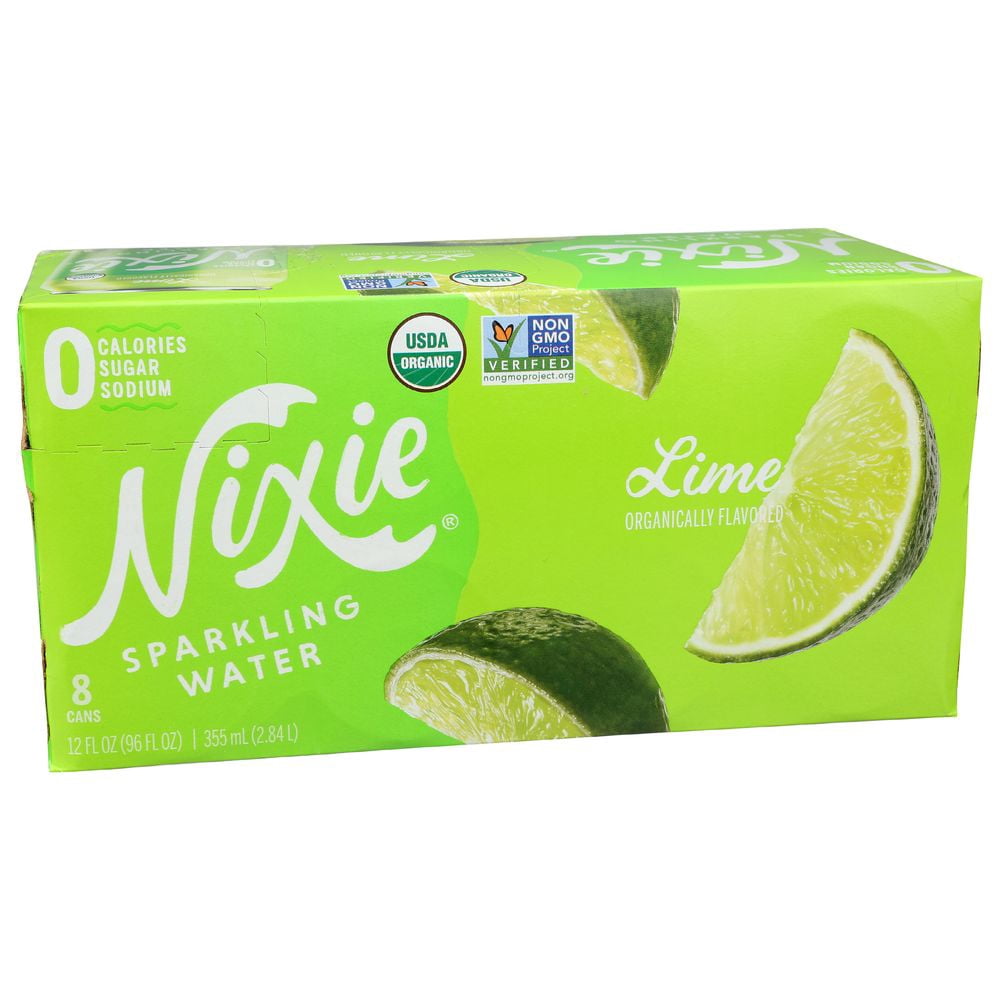 Nixie Organic Lime Sparkling Water, 12 Fluid Ounce - 8 count per pack -- 3 packs per case.