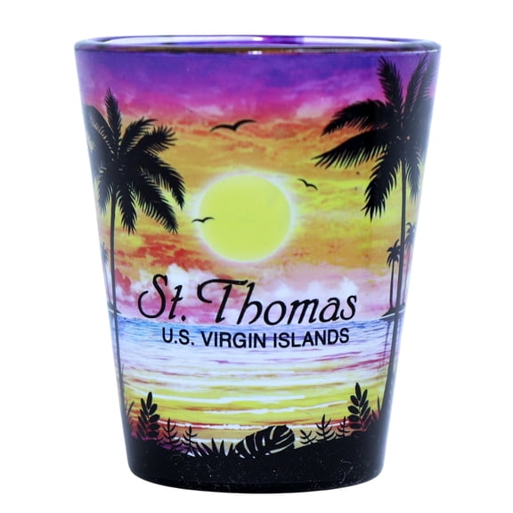 St. Thomas US Virgin Islands Palm Sunset In And Out Shot Glass