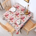 thumbnail image 2 of Pink Christmas Red Truck and Snowman Pattern Square Tablecloth,Waterproof Square Table Cover,Wipeable Spillproof Washable Table Cover for Home Kitchen Party Decor 42"X42"(107x107cm), 2 of 6