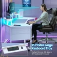 thumbnail image 5 of SEDETA 79" Gaming Desk with LED Lights and Power Outlets, U Shaped Desk with Monitor Stand and Drawers, Gaming Table with Keyboard Tray, Cup Holder and CPU Stand for Bedroom, Carbon Fiber White, 5 of 8
