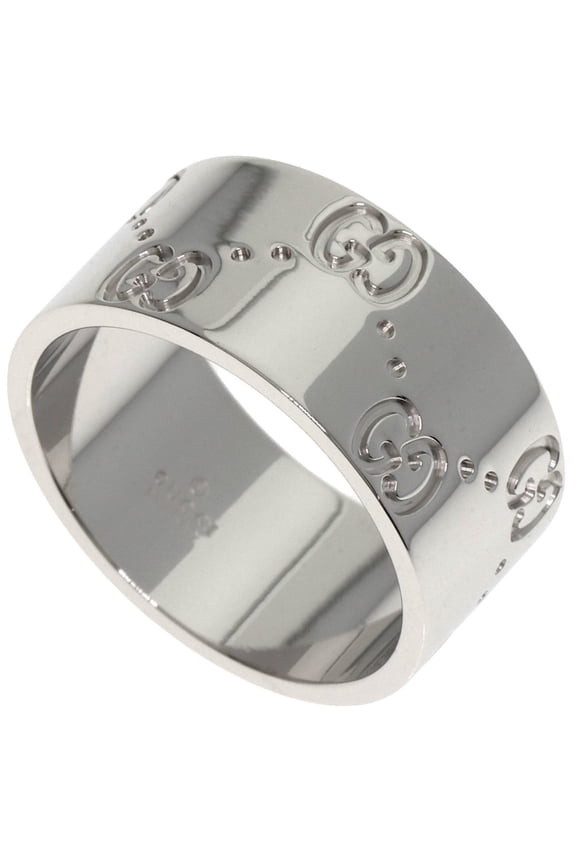 Pre-Owned Gucci GG Icon Wide #13 Ring, 18K White Gold, Women's GUCCI