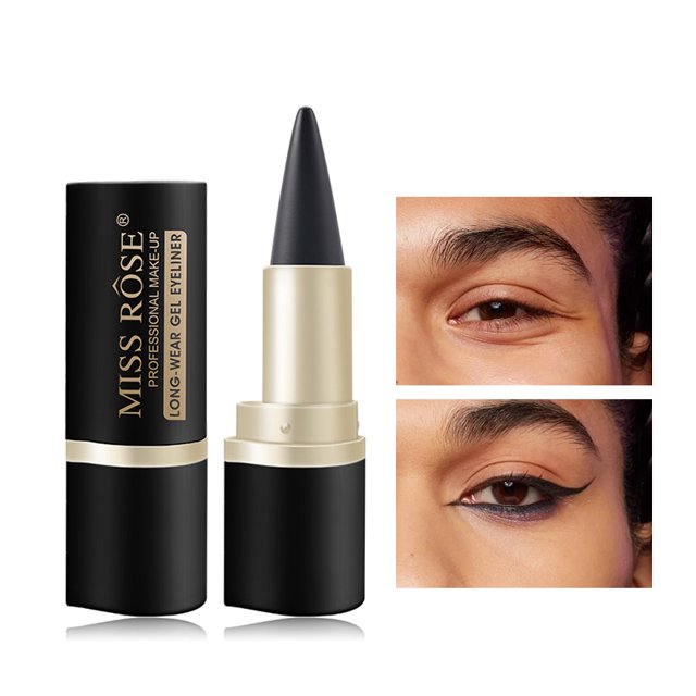 Delineador de ojos resistente al agua, delineador de ojos mate de secado rápido, lápiz delineador de ojos rico sólido negro de un solo extremo