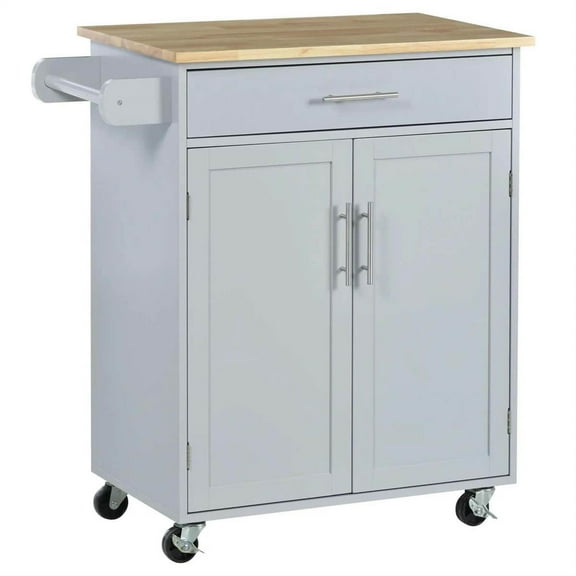 Demi Bonn 32" Kitchen Island Cart Rolling Trolley with Drawer, Storage & Towel Rack, Mobile Cart for Kitchen, Storage Solution, Space-Saving, Gray