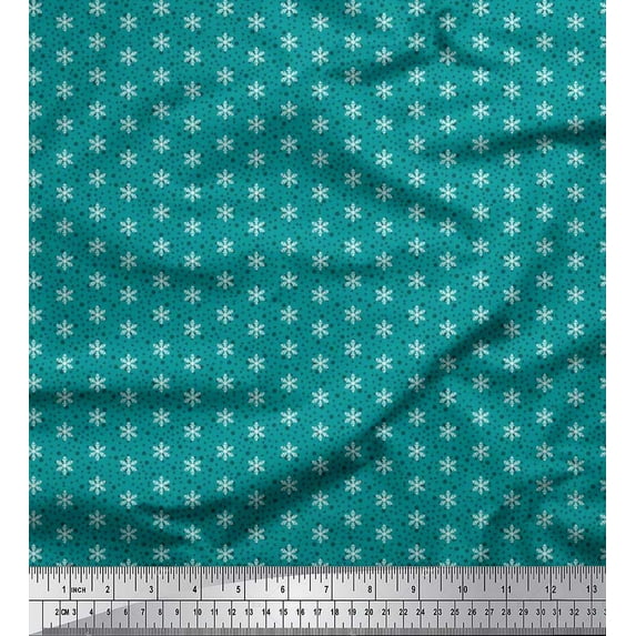 Soimoi Cotton Voile Fabric Dot & Snowflake Shirting Print Fabric by Yard 42 Inch Wide